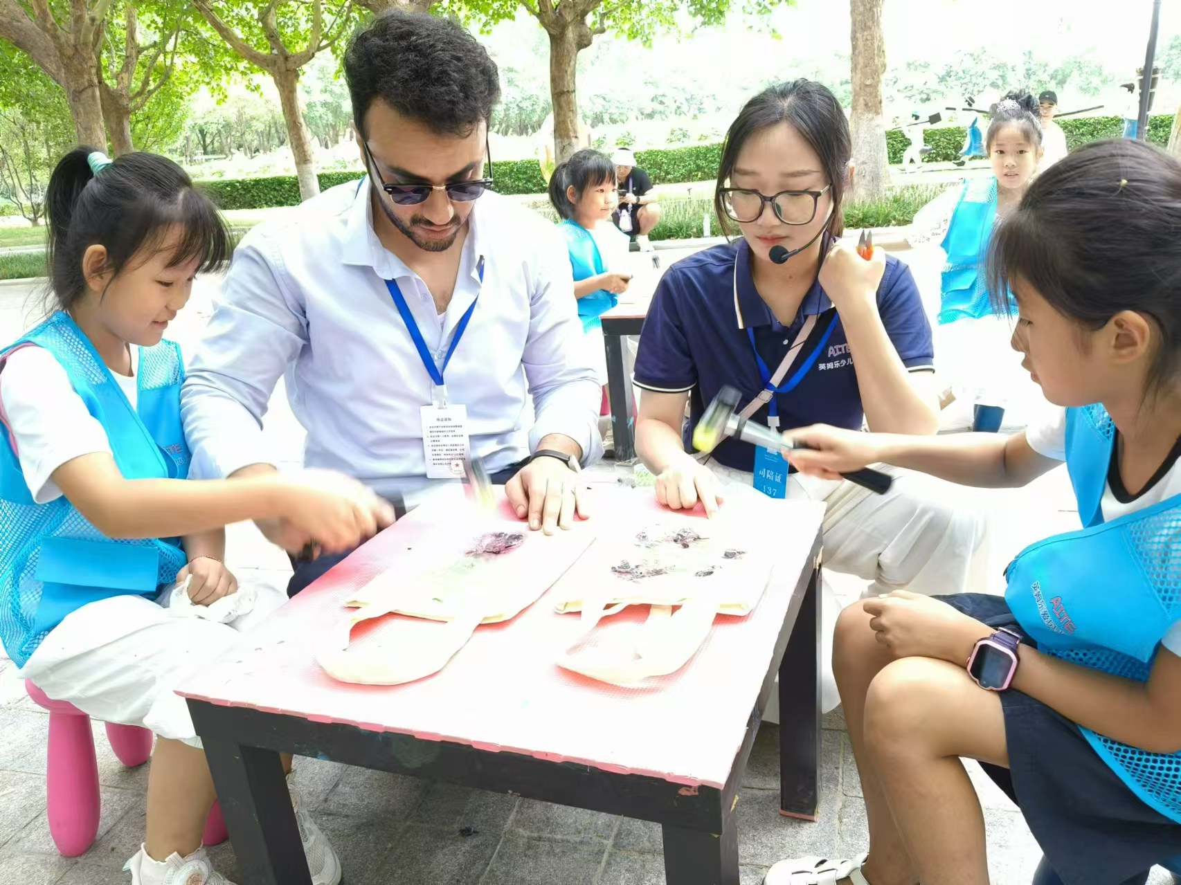 EngSpark teacher leading a hands-on workshop with students